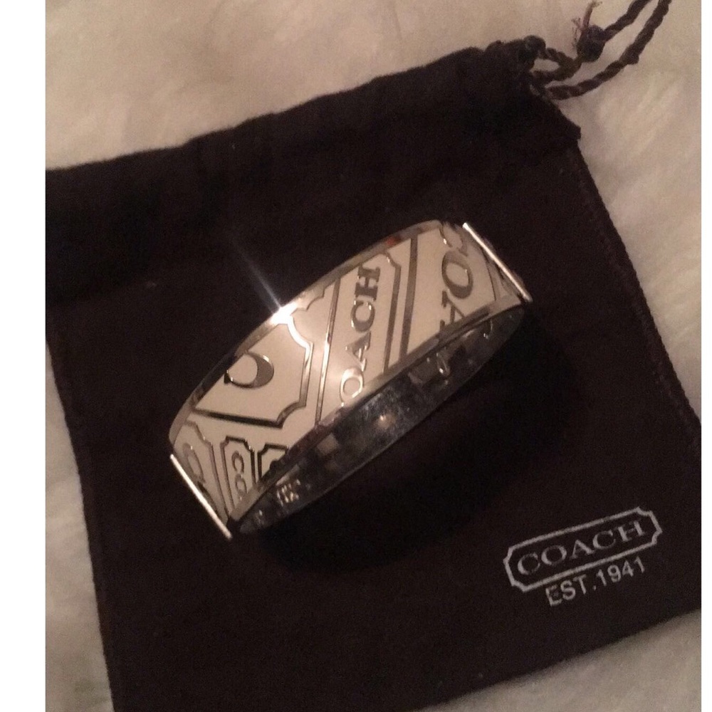 Coach white and silver medium bangle bracelet